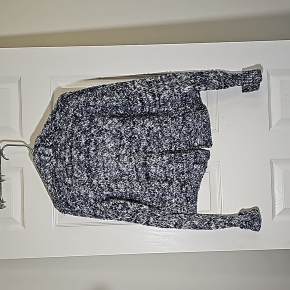 Abercrombie & Fitch Open Front Sweater Cardigan Navy White Cotton Blend Size S - Picture 5 of 9